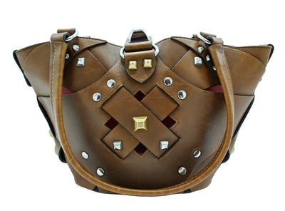 Prada Dark Brown Leather Lattice Handbag Bag Prada