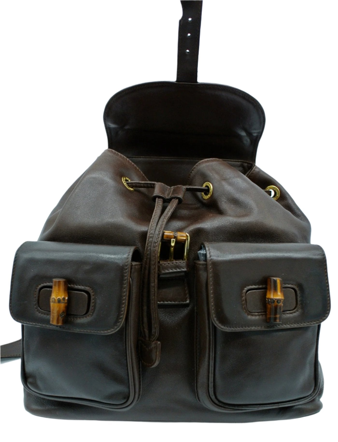Gucci Vintage Dark Brown Leather Backpack Bag, Backpack Gucci