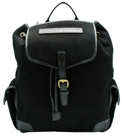 Burberry Vintage Black Leather and Wool Backpack Bag, Backpack Burberry