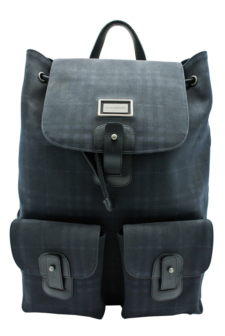 burberry colour block vintage check and leather backpack- blue/orange range Burberry Vintage Black and Blue House Check Backpack – Occhi Azzurri