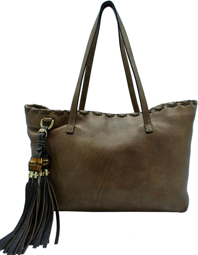 Gucci Large Brown Leather Tassel Tote Bag Gucci