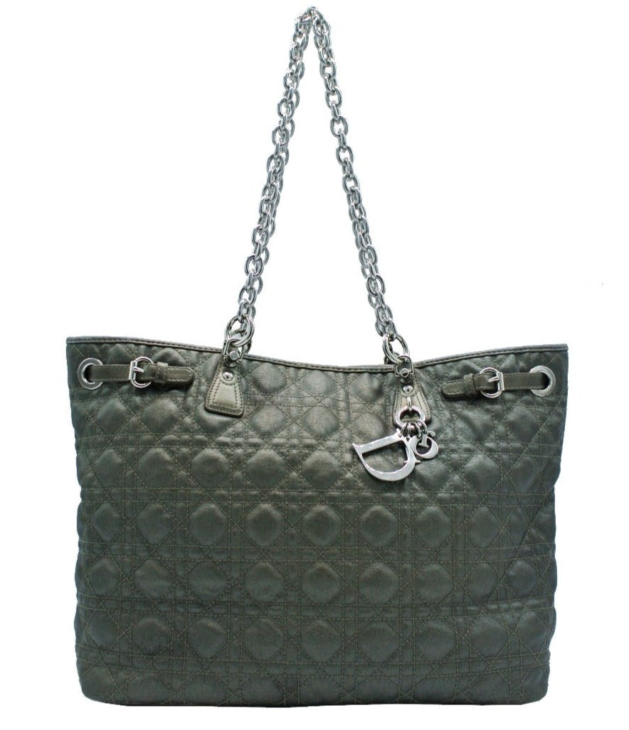 Christian Dior Grey Cannage Coated Canvas Tote: Modified Bag Christian Dior