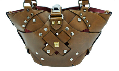 Prada Dark Brown Leather Lattice Handbag Bag Prada