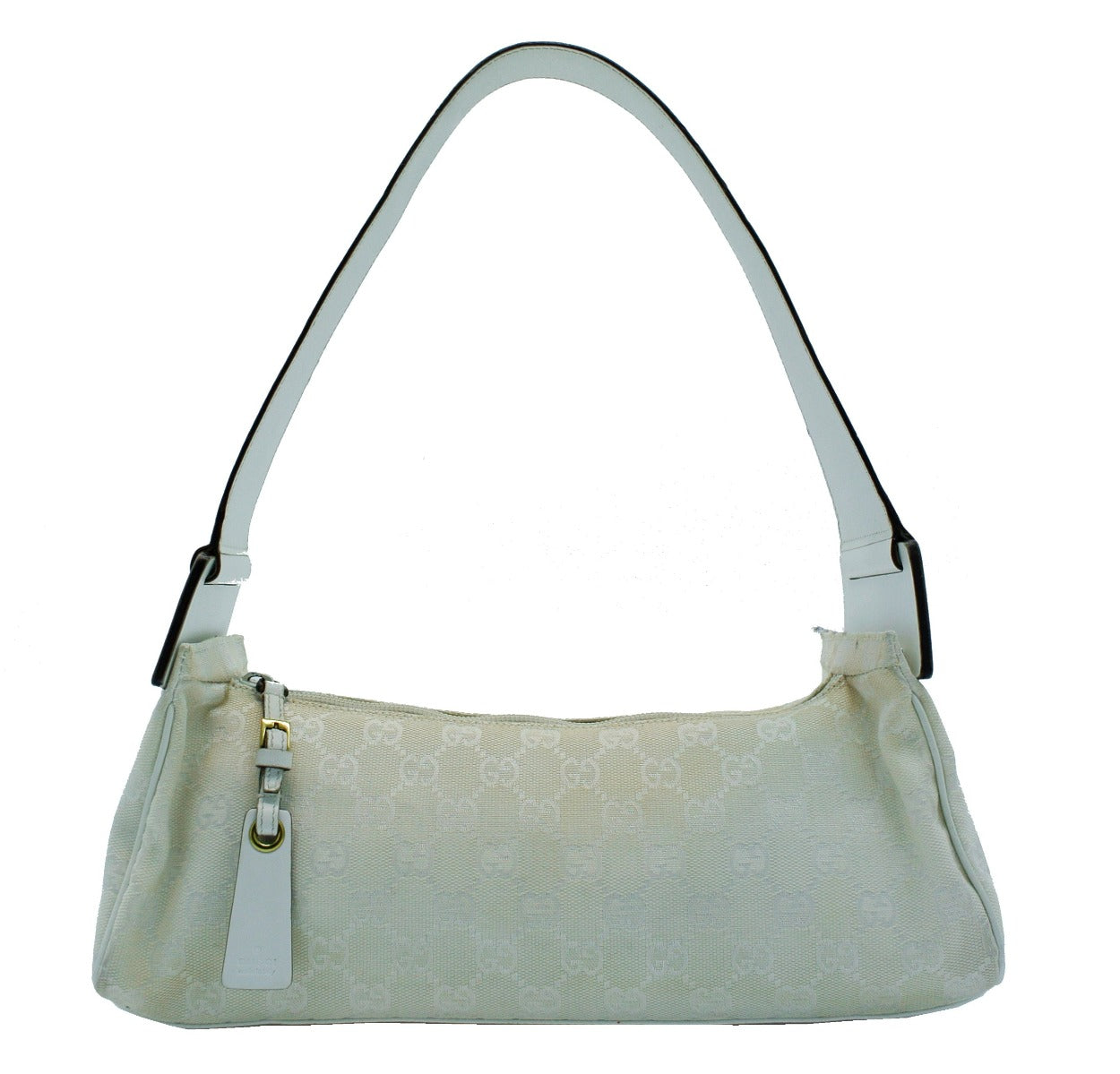 Gucci White GG Canvas and Leather Slimline Shoulder Bag Bag Gucci