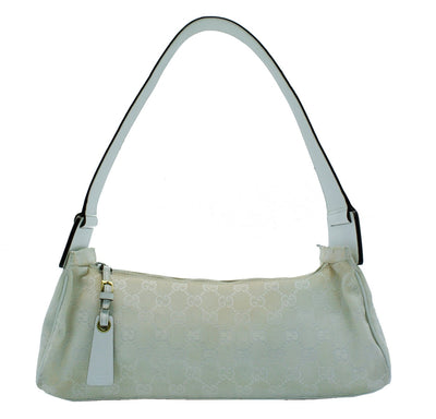 Gucci White GG Canvas and Leather Slimline Shoulder Bag Bag Gucci