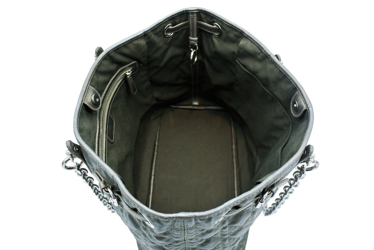 Christian Dior Grey Cannage Coated Canvas Tote: Modified Bag Christian Dior
