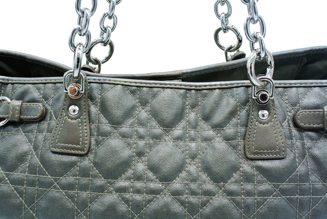 Christian Dior Grey Cannage Coated Canvas Tote: Modified Bag Christian Dior