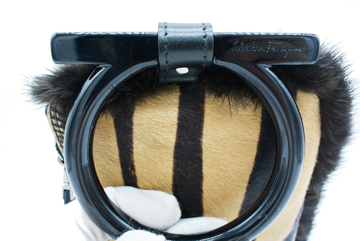 Salvatore Ferragamo Calf Hair Zebra Bracelet Wristlet Bag Salvatore Ferragamo