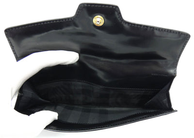 Burberry Black Patent Leather and Nylon Quilted Long Wallet Wallet Burberry