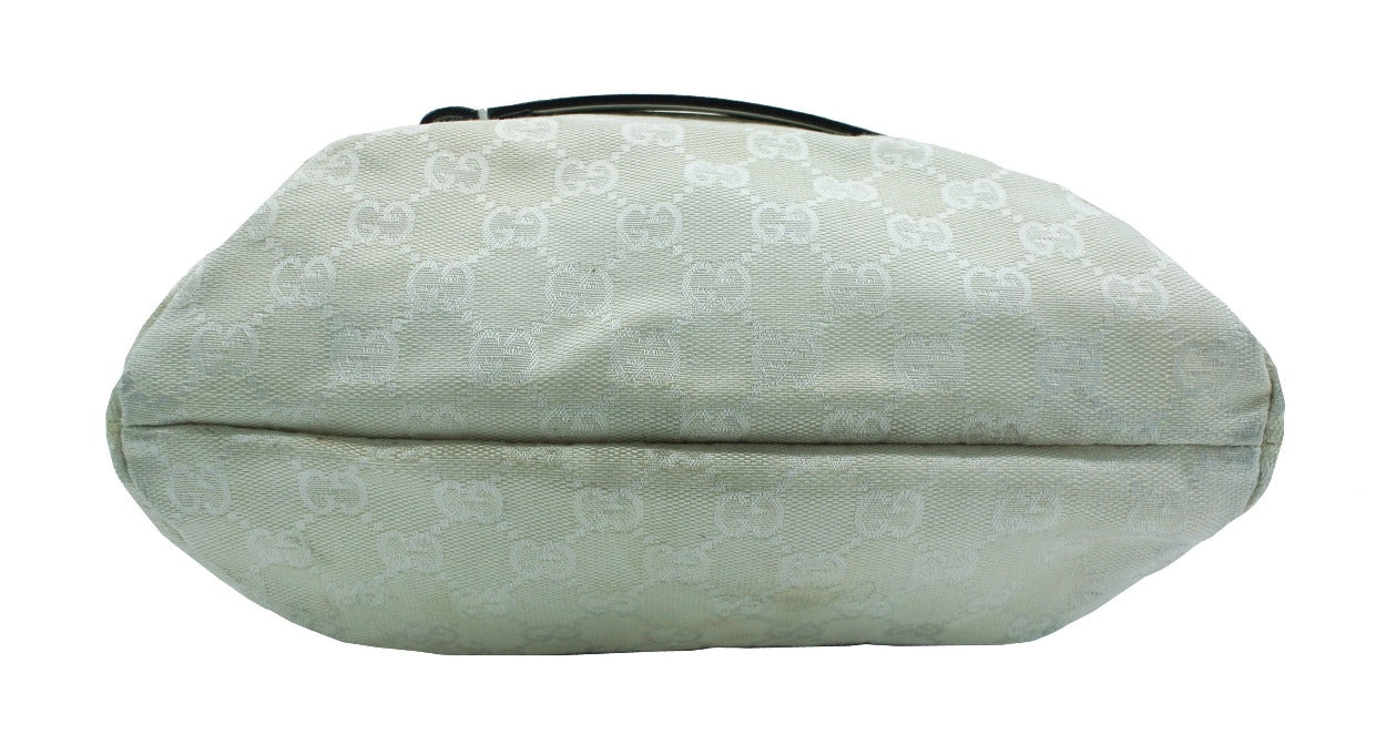 Gucci White Leather GG Canvas Bucket Bag Bag Gucci