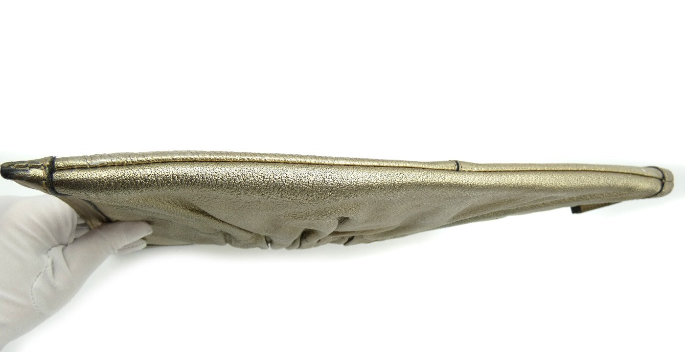 Burberry Gold Metallic Portfolio/Brief Clutch Bag Burberry