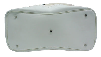 Burberry White Leather Trimmed Exploded Nova Check Satchel Bag Burberry