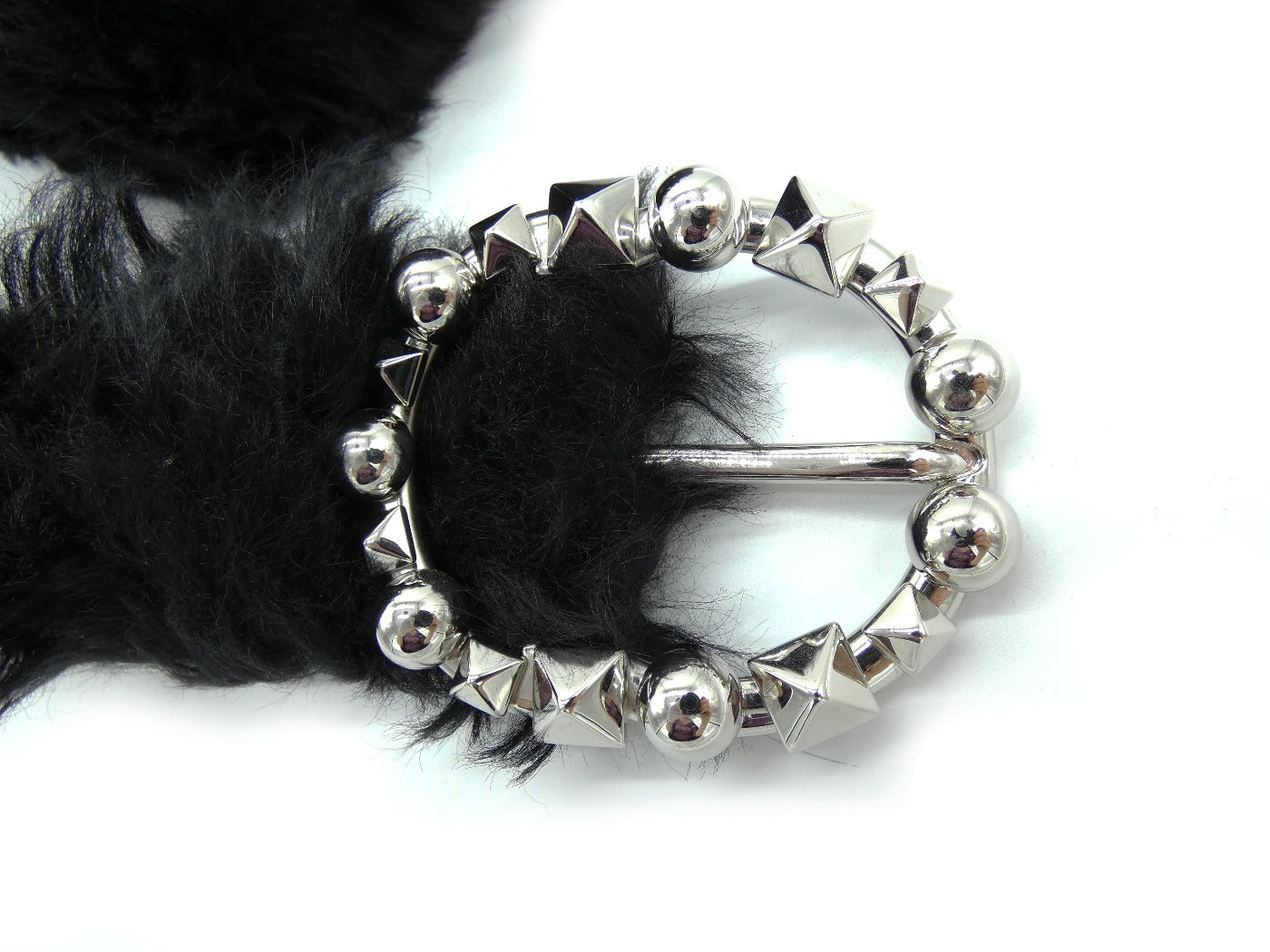 Miu Miu Mohair Fur and Black Leather Belt Belt Miu Miu