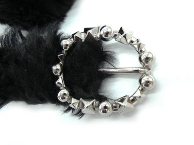 Miu Miu Mohair Fur and Black Leather Belt Belt Miu Miu