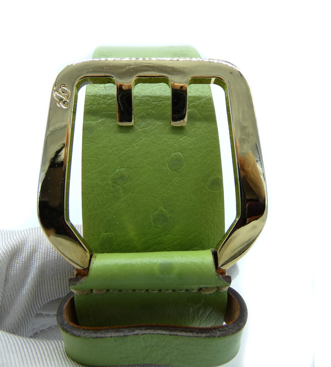 DSquared2 Green Ostrich Embossed Leather Belt Belt DSquared2