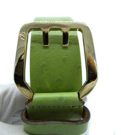 DSquared2 Green Ostrich Embossed Leather Belt Belt DSquared2