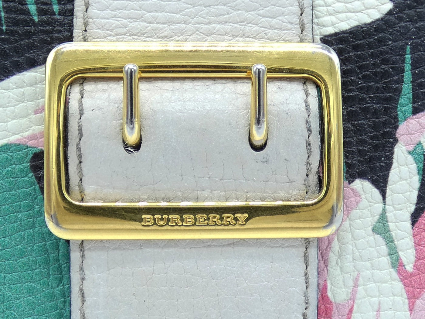 Burberry Floral and House Check Chesham Buckle Wallet Occhi Azzurri