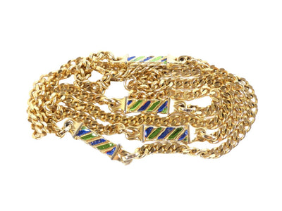 Christian Dior Vintage Long Gold with Blue Necklace Necklace Christian Dior