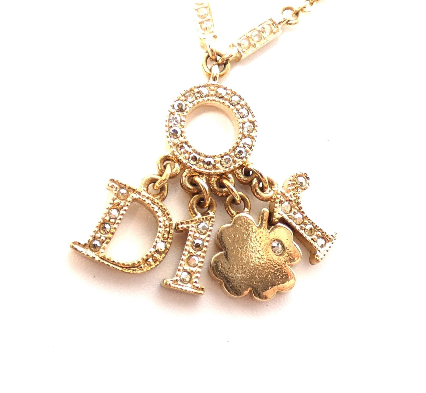 Dior Clover Detailed Gold Tone Necklace Dior