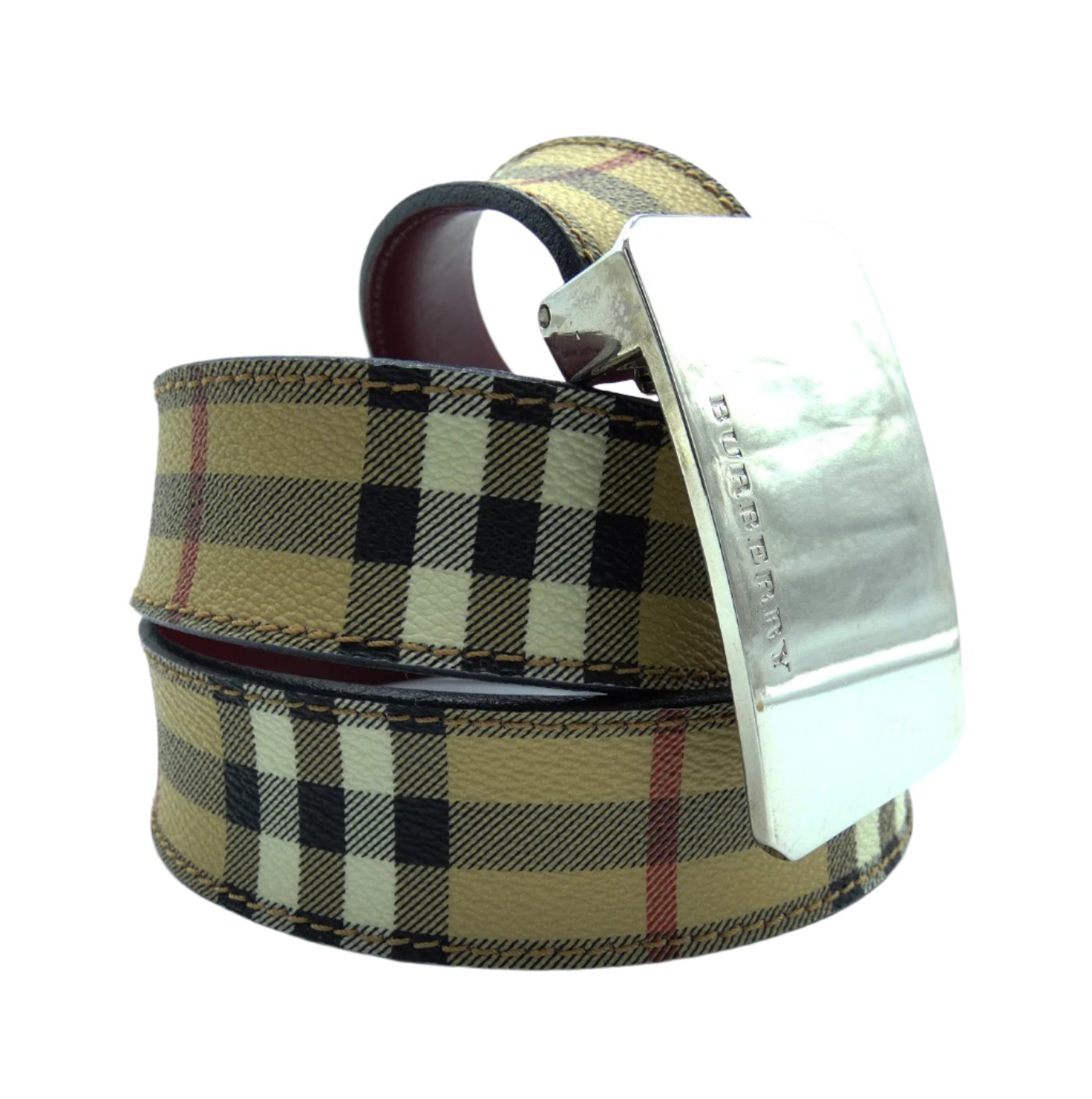 Burberry Burberry CHECK AND LEATHER REVERSIBLE TB Belt - Stylemyle