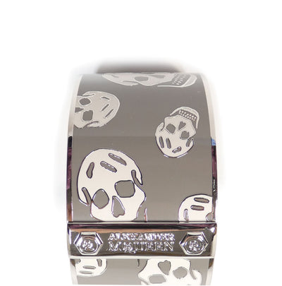 Alexander McQueen Silver and White Skull Bangle Bracelet Alexander McQueen