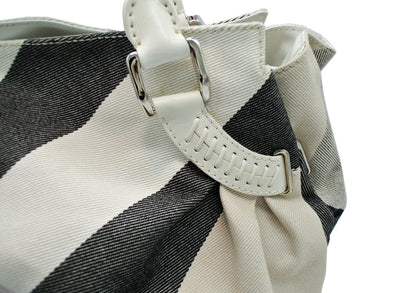 Burberry White Leather Trimmed Exploded Nova Check Satchel Bag Burberry