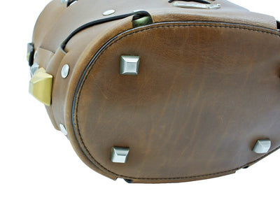 Prada Dark Brown Leather Lattice Handbag Bag Prada