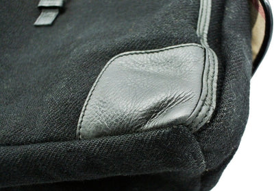 Burberry Vintage Black Leather and Wool Backpack Bag, Backpack Burberry