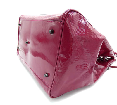 Burberry Large Raspberry Patent Check Embossed Bilmore Handbag Bag Burberry