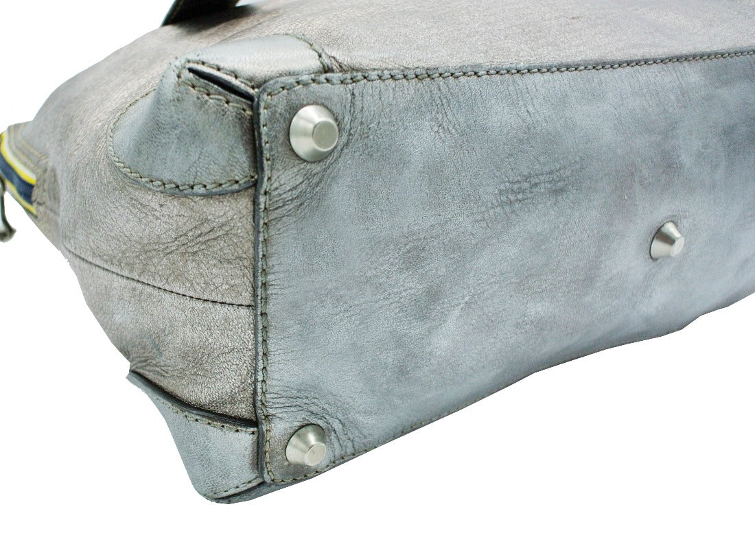 Chloe Silver Leather Logo Tote Bag Chloe