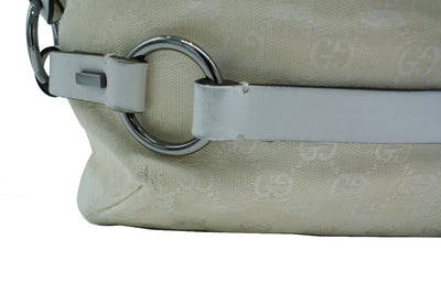 Gucci White Leather GG Canvas Bucket Bag Bag Gucci