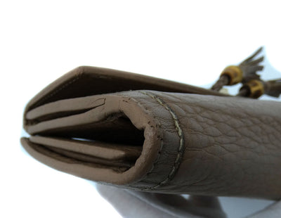 Gucci Beige Leather Bamboo Tassel Bow Flap Wallet Wallet Gucci