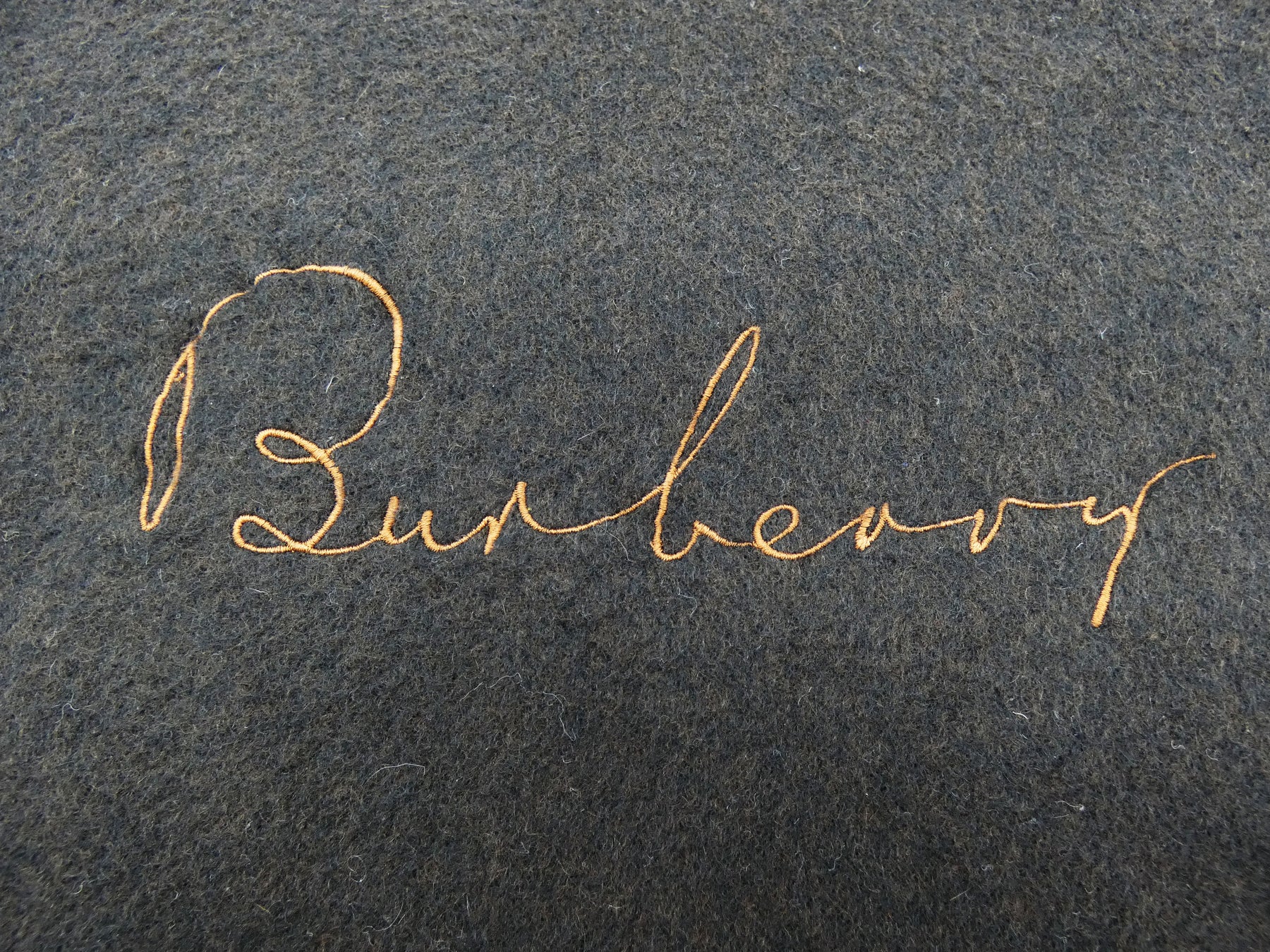Burberry Cashmere Solid Cursive Logo Brown Scarf Occhi Azzurri