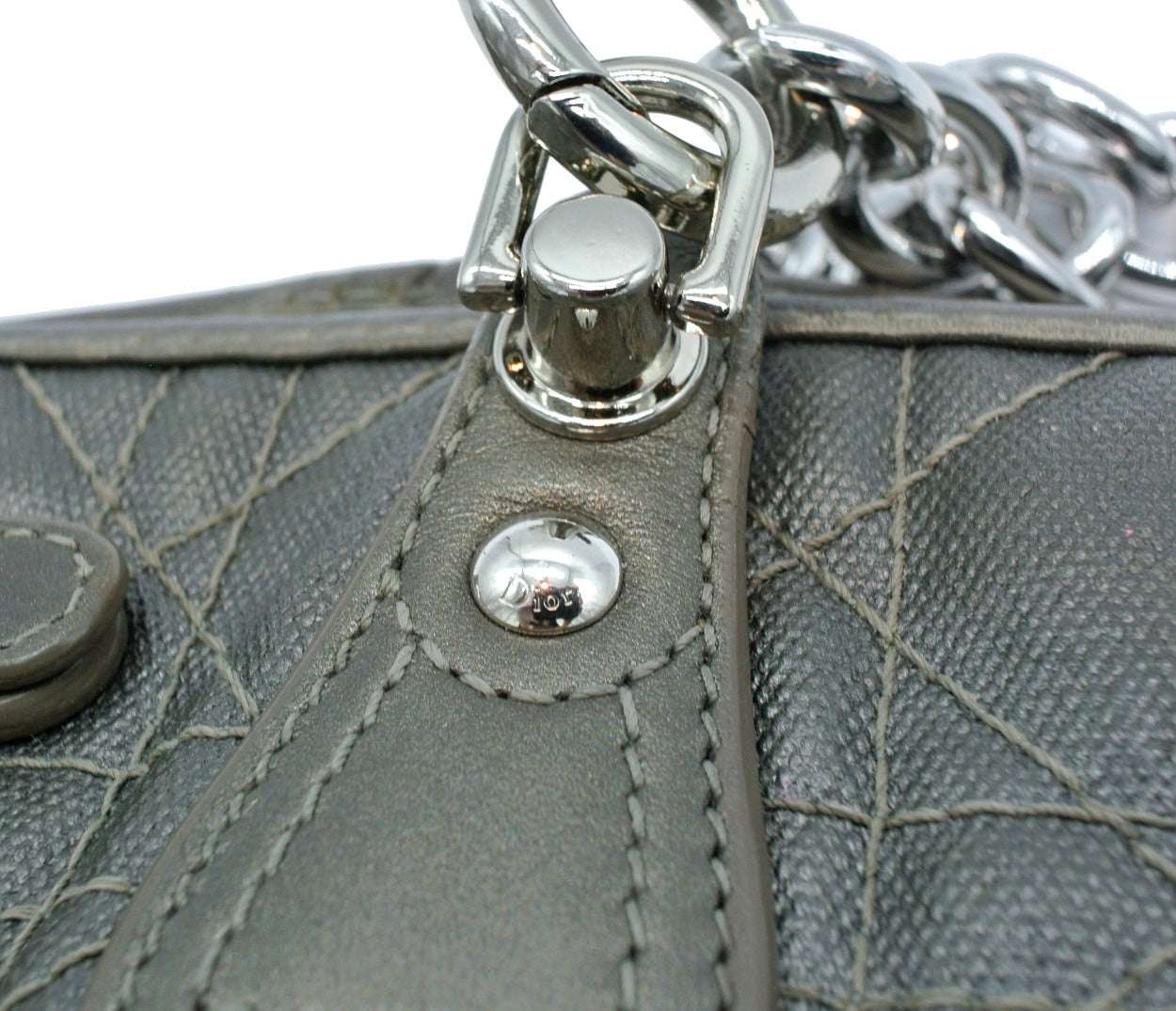 Christian Dior Grey Cannage Coated Canvas Tote: Modified Bag Christian Dior