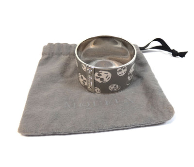 Alexander McQueen Silver and White Skull Bangle Bracelet Alexander McQueen