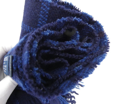 Burberry Cashmere House Check Navy Blue Tonal Scarf Scarf Burberry