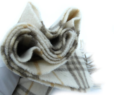 Burberry Lambswool House Check Cream and Brown Scarf Scarf Burberry