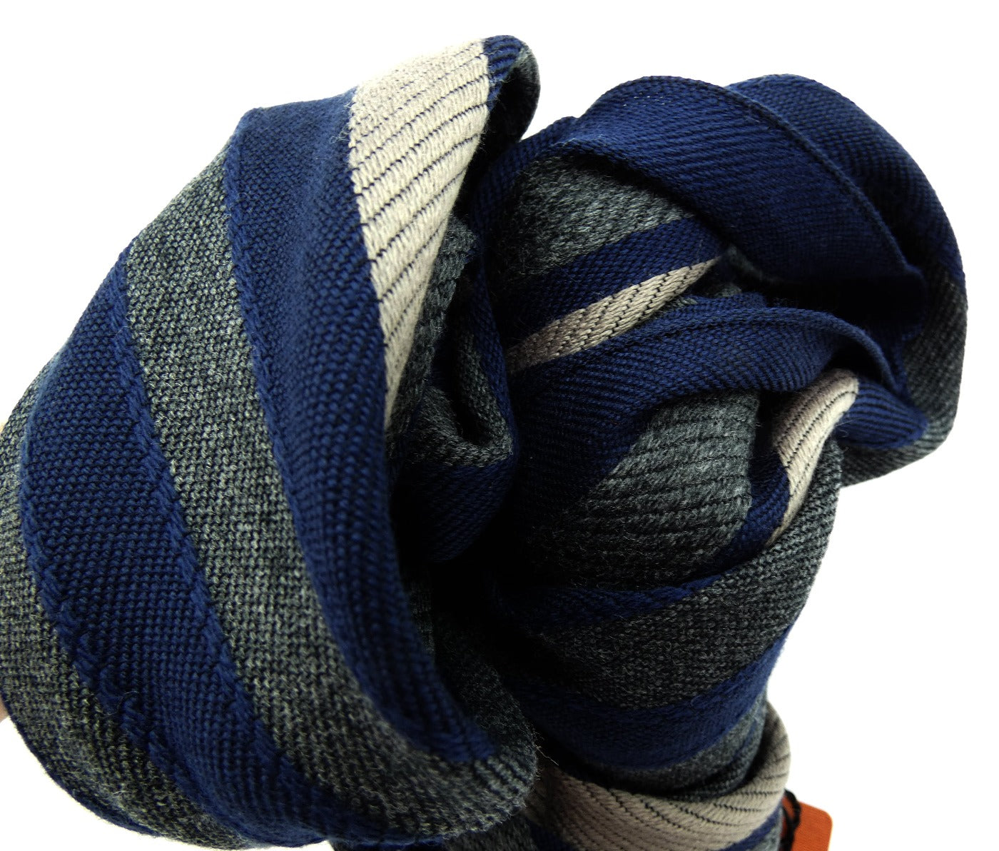 Missoni Navy, Taupe and Grey Stripe Wool Scarf Scarf Missoni