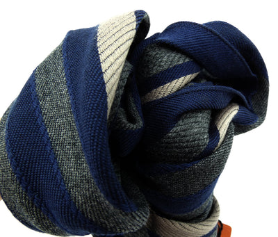 Missoni Navy, Taupe and Grey Stripe Wool Scarf Scarf Missoni