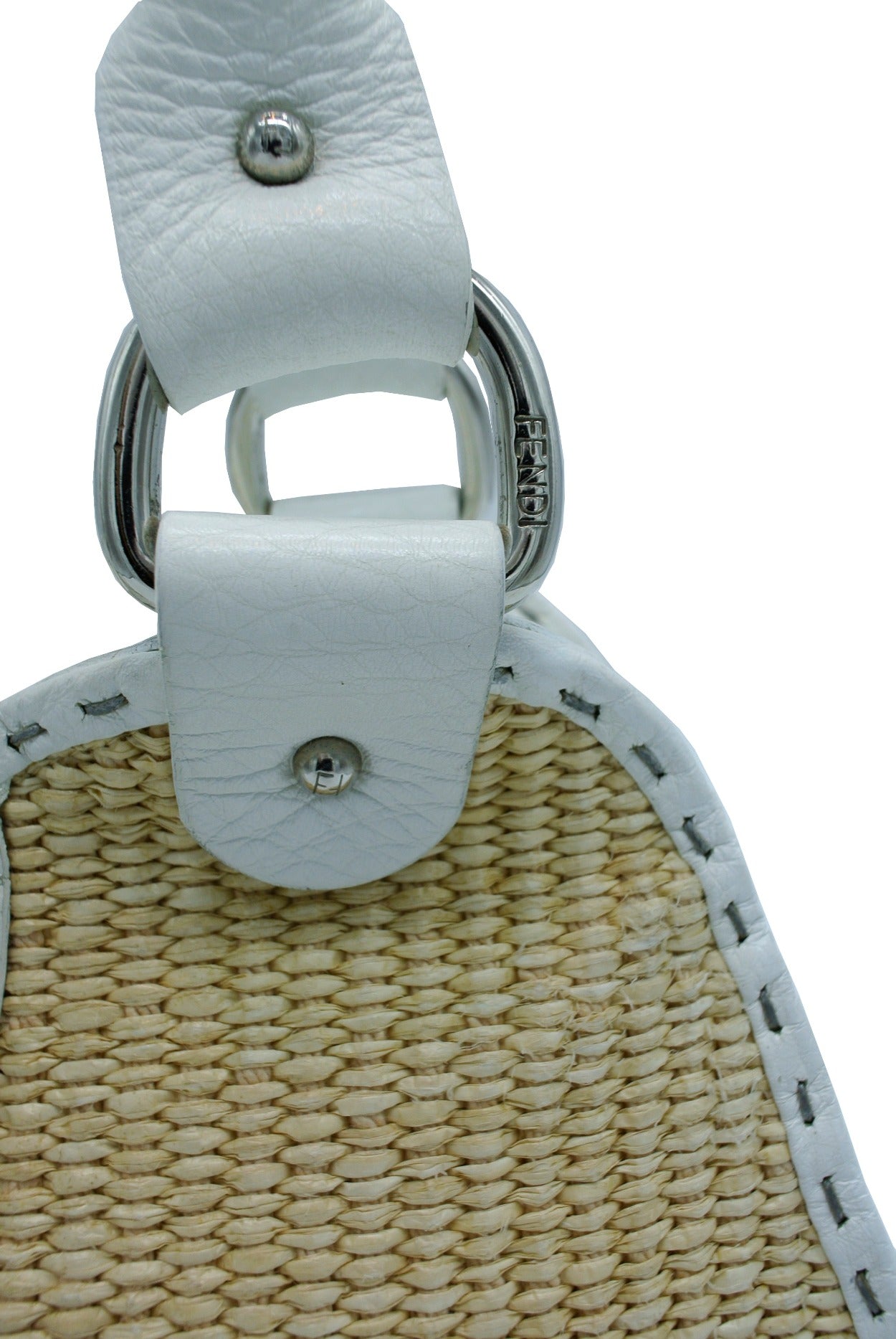 Fendi Raffia and Leather Selleria Handbag Bag Fendi