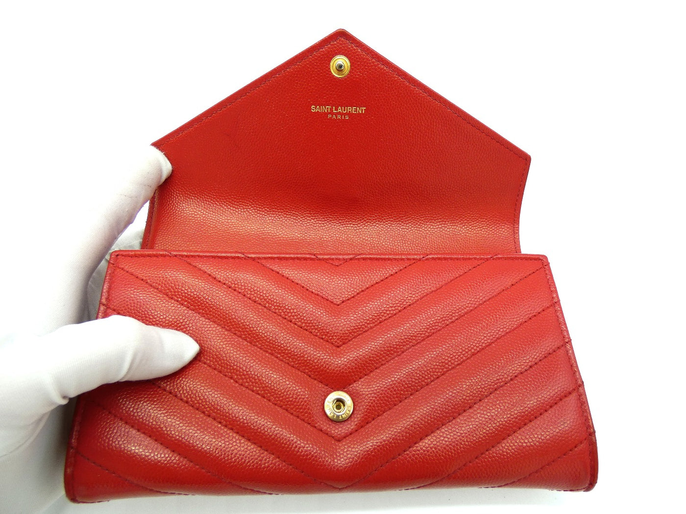 Saint Laurent Rouge Grain De Poudre Large Envelope Wallet Wallet YSL