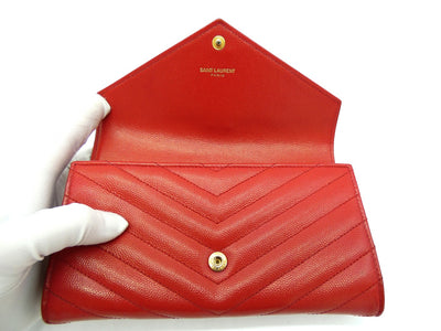 Saint Laurent Rouge Grain De Poudre Large Envelope Wallet Wallet YSL