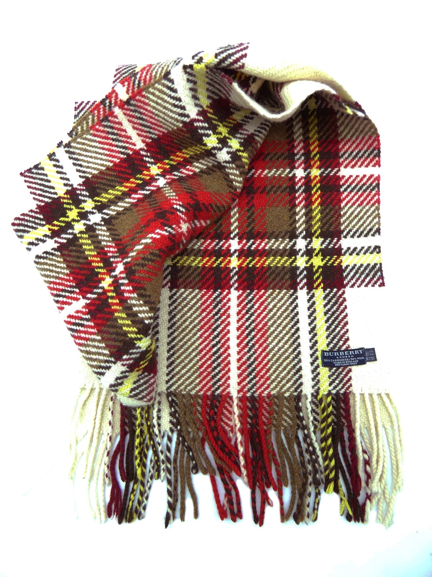 Burberry Cashmere and Wool Giant Multi-Colour Plaid Scarf/Shawl Large - 15" x 76" Scarf Burberry