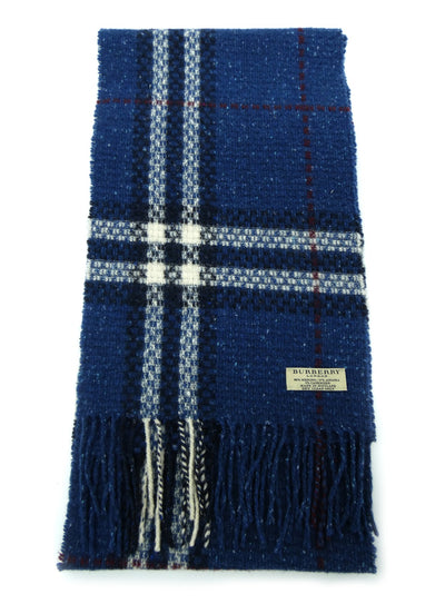 Burberry Merino Wool and Angora Giant Nova Check Blue Scarf Scarf Burberry
