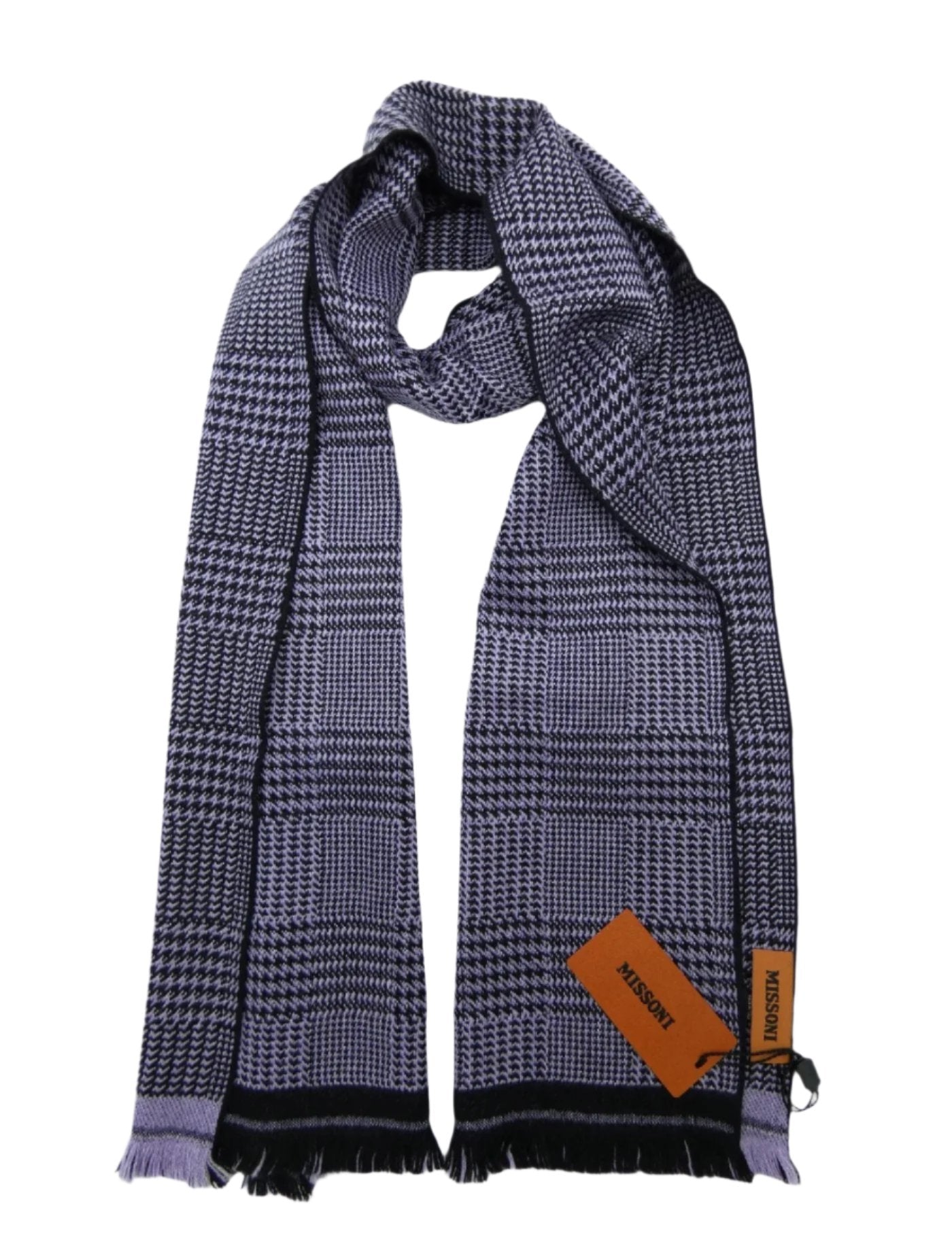 Missoni Lilac and Black Wool Houndstooth Scarf Scarf Missoni