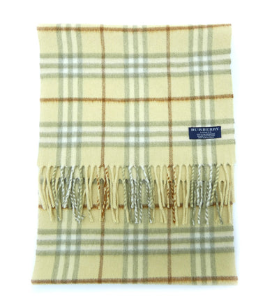 Burberry Cashmere House Check Cream and Olive Scarf Scarf Burberry
