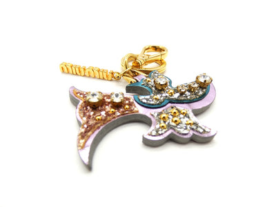 Miu Miu Leather and Crystal Art Keychain Keychains Miu Miu