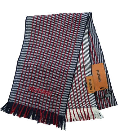 Missoni Red, White and Black Pinstripe Wool Scarf Scarf Missoni