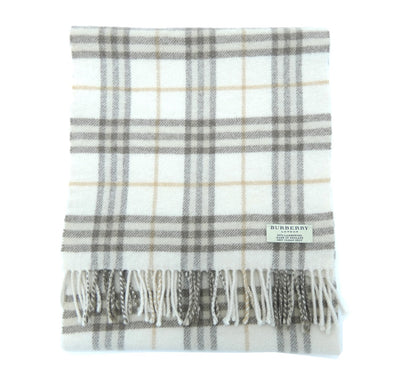 Burberry Lambswool House Check Cream and Brown Scarf Scarf Burberry