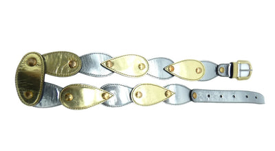 Miu Miu Silver and Gold Teardrop Tile Leather Belt Belt Miu Miu
